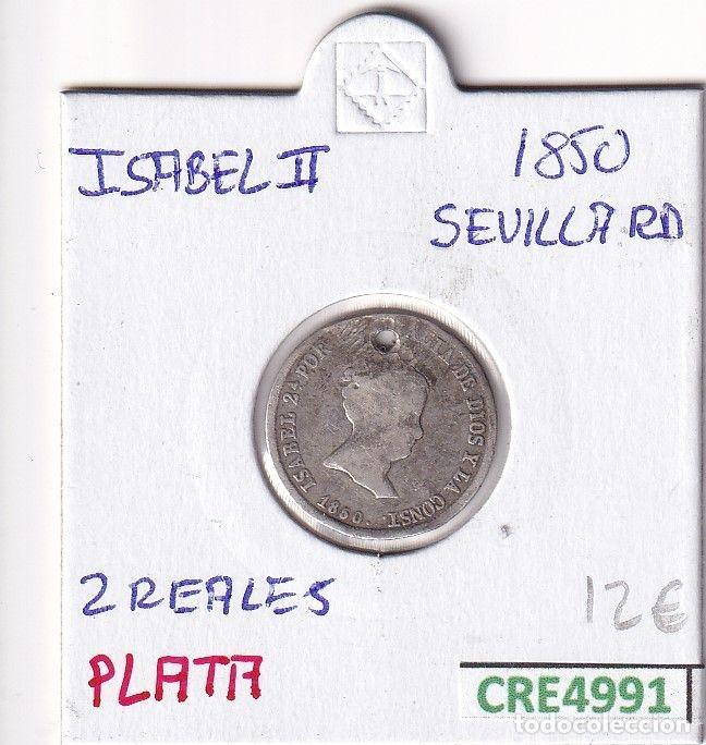 Moedas de Espanha: CRE4991 MONEDA ESPA&Ntilde;A ISABEL II 2 REALES 1850 SEVILLA PLATA