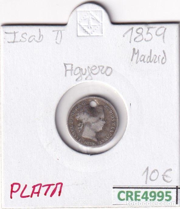 Moedas de Espanha: CRE4995 MONEDA ESPA&Ntilde;A ISABEL II 1 REAL 1859 MADRID AGUJERO PLATA