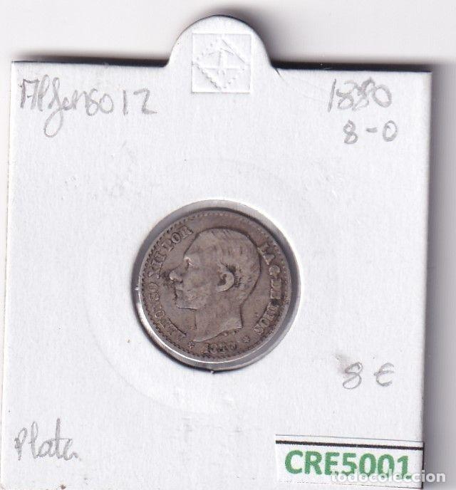 Monnaies d'Espagne: CRE5001 MONEDA ESPA&Ntilde;A ALFONSO XII 50 CENTIMOS 1880 *8*0 PLATA