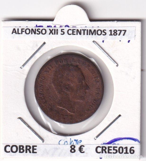 Coins of Spain: CRE5016 MONEDA ESPA&Ntilde;A ALFONSO XII 5 CENTIMOS 1877 COBRE