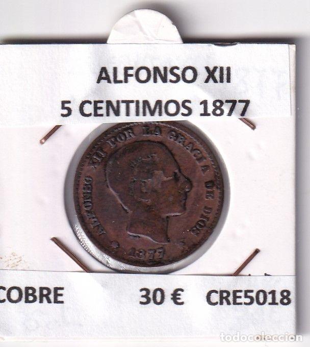 M&uuml;nzen von Spanien: CRE5018 MONEDA ESPA&Ntilde;A ALFONSO XII 5 CENTIMOS 1877 COBRE MBC