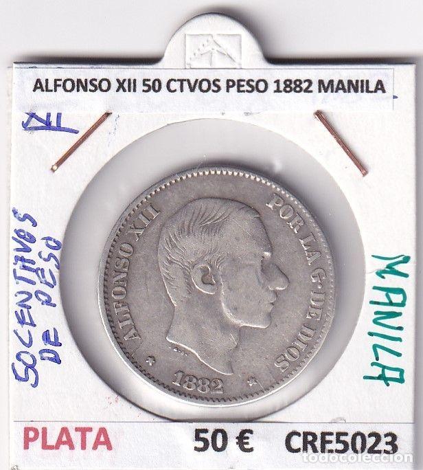 M&uuml;nzen von Spanien: CRE5023 MONEDA ESPA&Ntilde;A ALFONSO XII 50 CENTAVOS PESO 1882 MANILA PLATA
