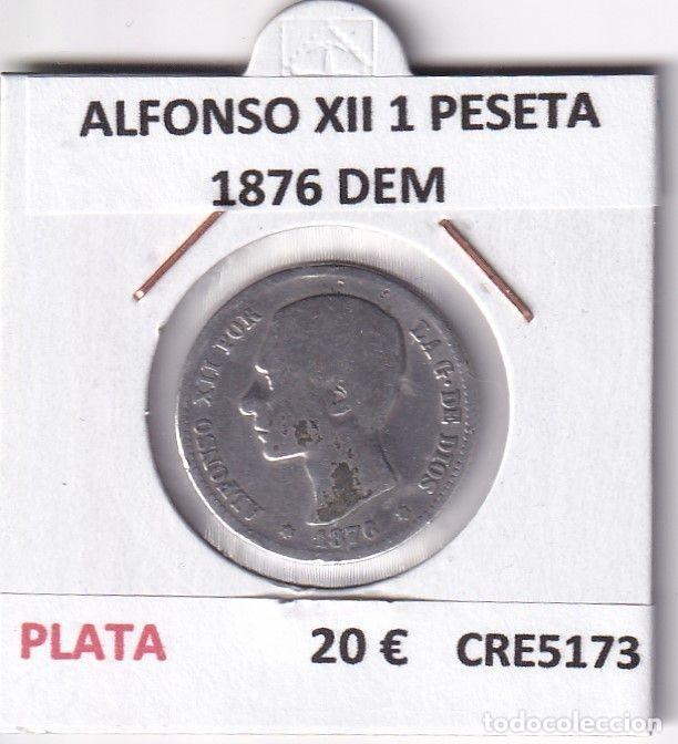 Moedas de Espanha: CRE5173 MONEDA ESPA&Ntilde;A ALFONSO XII 1 PESETA 1876 DEM PLATA