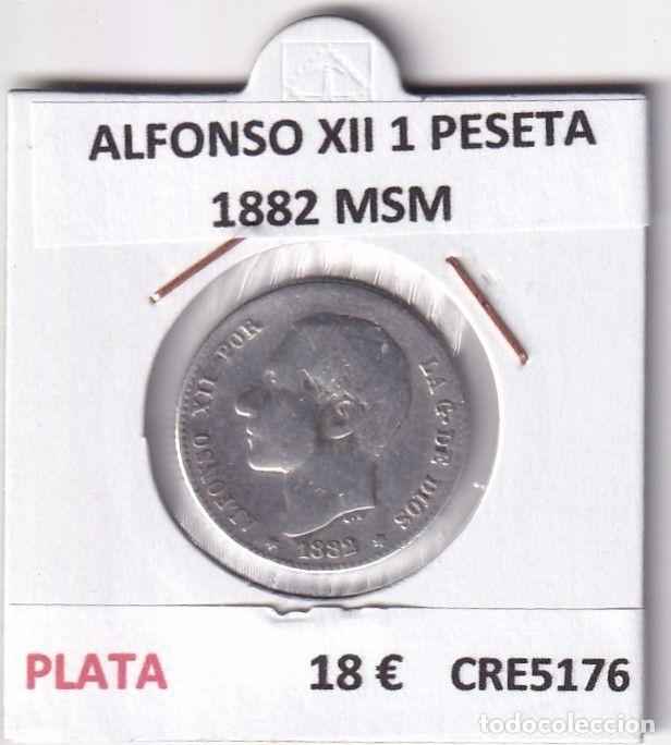 Monnaies d'Espagne: CRE5176 MONEDA ESPA&Ntilde;A ALFONSO XII 1 PESETA 1882 MSM PLATA
