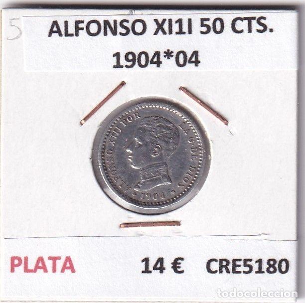 Monnaies d'Espagne: CRE5180 MONEDA ESPA&Ntilde;A ALFONSO XIII 50 CENTIMOS 1904*04 PLATA