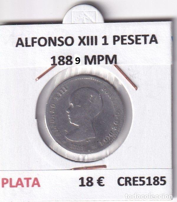 Monnaies d'Espagne: CRE5185 MONEDA ESPA&Ntilde;A ALFONSO XIII 1 PESETA 1889 MPM PLATA