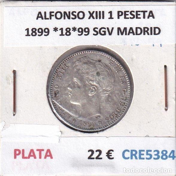 Monete da Spagna: CRE5384 MONEDA ESPA&Ntilde;A ALFONSO XIII 1 PESETA 1899 *18*99 SGV MADRID PLATA
