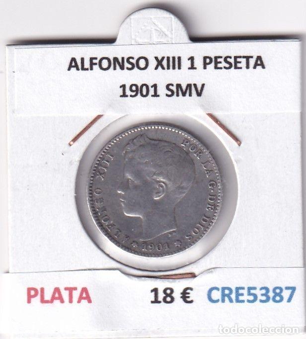 Monete da Spagna: CRE5387 MONEDA ESPA&Ntilde;A ALFONSO XIII 1 PESETA 1901 SMV PLATA