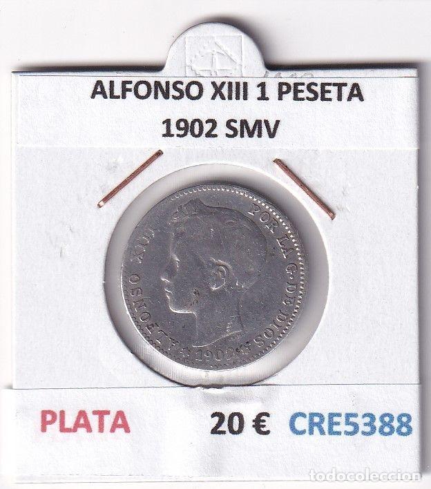 Monete da Spagna: CRE5388 MONEDA ESPA&Ntilde;A ALFONSO XIII 1 PESETA 1902 SMV PLATA
