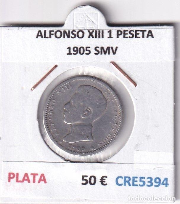 Monete da Spagna: CRE5394 MONEDA ESPA&Ntilde;A ALFONSO XIII 1 PESETA 1905 SMV PLATA