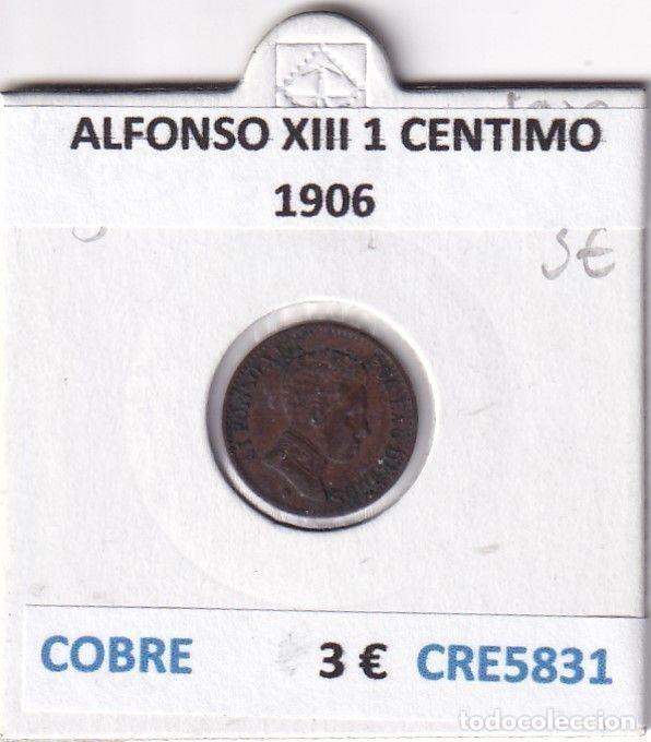 Coins of Spain: CRE5831 MONEDA ESPA&Ntilde;A ALFONSO XIII 1 CENTIMO 1906 COBRE