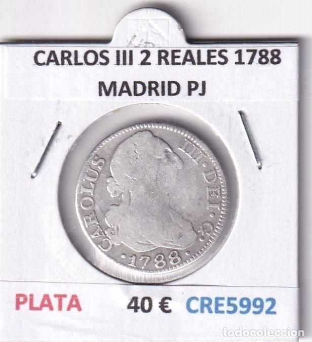 Monedas de Espa&ntilde;a: CRE5992 MONEDA ESPA&Ntilde;A CARLOS III 2 REALES 1788 MADRID PJ PLATA