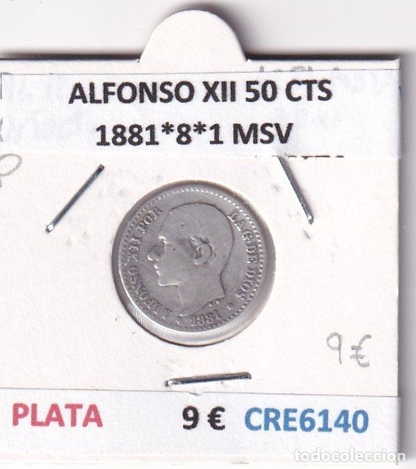 M&uuml;nzen von Spanien: CRE6140 MONEDA ESPA&Ntilde;A ALFONSO XII 50 CENTIMOS 1881*8*1 MSV PLATA