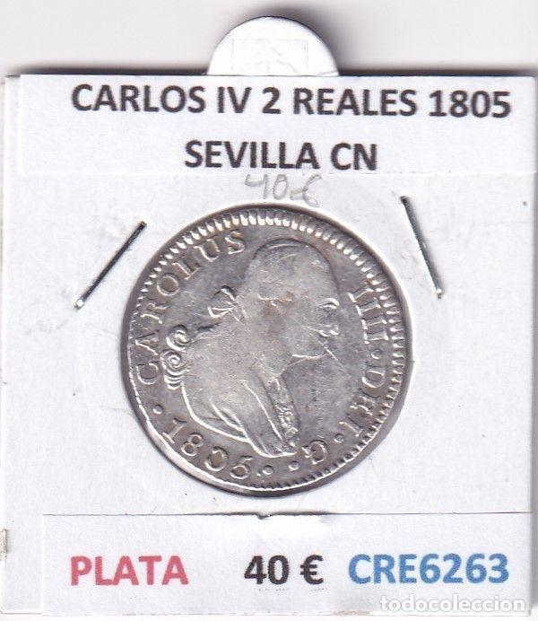 Moedas de Espanha: CRE6263 MONEDA ESPA&Ntilde;A CARLOS IV 2 REALES 1805 SEVILLA CN PLATA