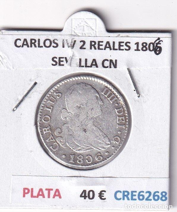 Monedas de Espa&ntilde;a: CRE6268 MONEDA ESPA&Ntilde;A CARLOS IV 2 REALES 1806 SEVILLA CN PLATA