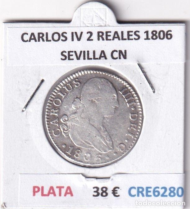 Monedas de Espa&ntilde;a: CRE6280 MONEDA ESPA&Ntilde;A CARLOS IV 2 REALES 1806 SEVILLA CN PLATA