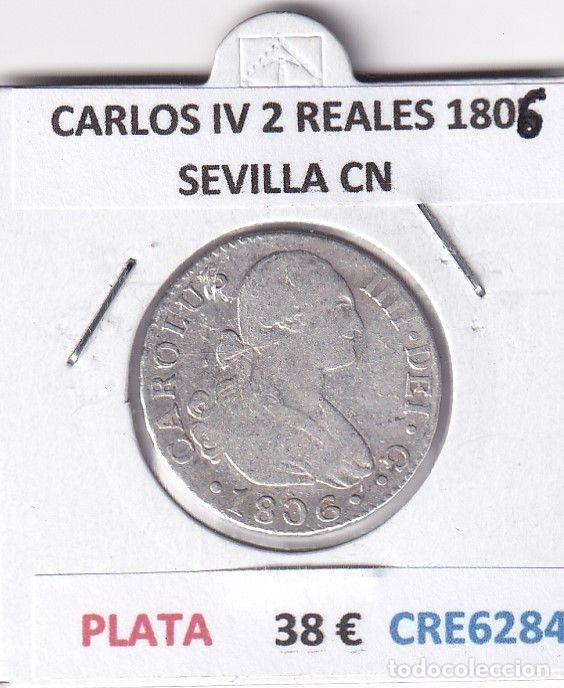 Monedas de Espa&ntilde;a: CRE6284 MONEDA ESPA&Ntilde;A CARLOS IV 2 REALES 1806 SEVILLA CN PLATA