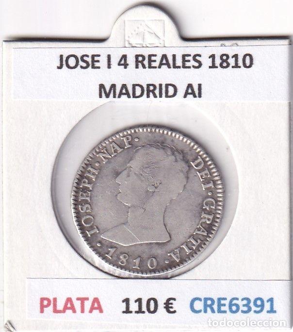 Coins of Spain: CRE6391 MONEDA ESPA&Ntilde;A JOSE I 4 REALES 1810 MADRID AI PLATA