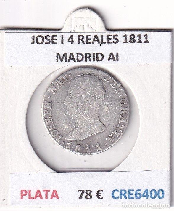 Coins of Spain: CRE6400 MONEDA ESPA&Ntilde;A JOSE I 4 REALES 1811 MADRID AI PLATA
