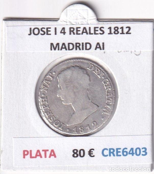 Coins of Spain: CRE6403BIS MONEDA ESPA&Ntilde;A JOSE I 4 REALES 1812 MADRID AI PLATA