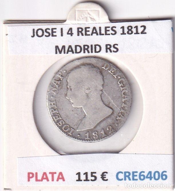 Coins of Spain: CRE6406 MONEDA ESPA&Ntilde;A JOSE I 4 REALES 1812 MADRID RS PLATA