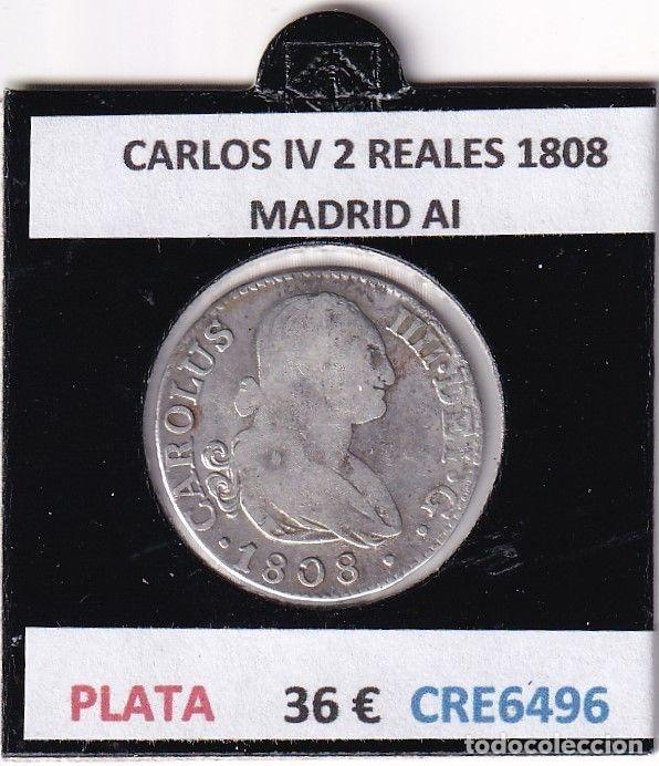 Monnaies d'Espagne: CRE6496 MONEDA ESPA&Ntilde;A CARLOS IV 2 REALES 1808 MADRID AI PLATA