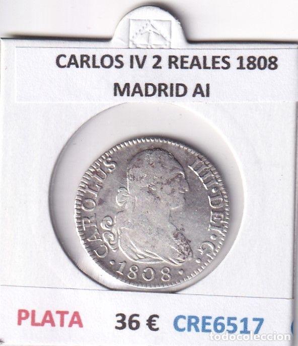Monedas de Espa&ntilde;a: CRE6517 MONEDA ESPA&Ntilde;A CARLOS IV 2 REALES 1808 MADRID AI PLATA