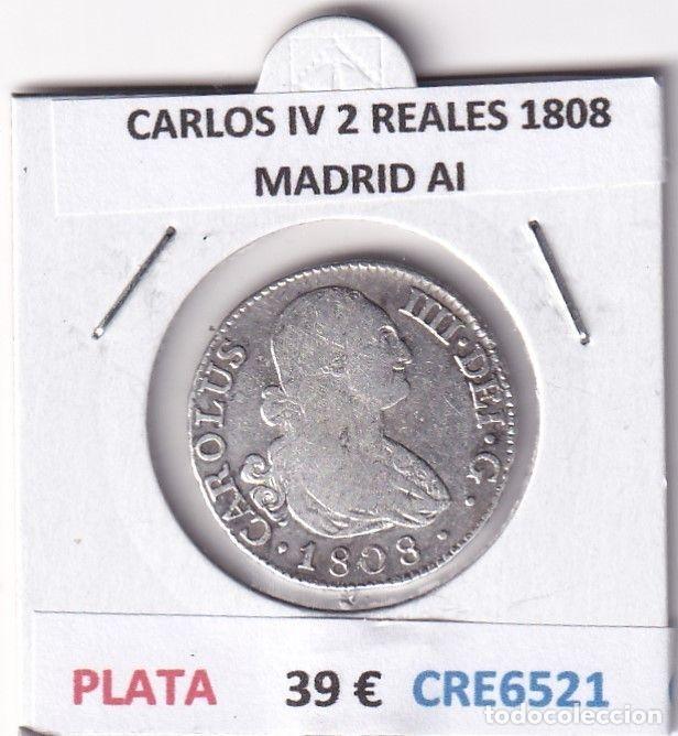Monedas de Espa&ntilde;a: CRE6521 MONEDA ESPA&Ntilde;A CARLOS IV 2 REALES 1808 MADRID AI PLATA
