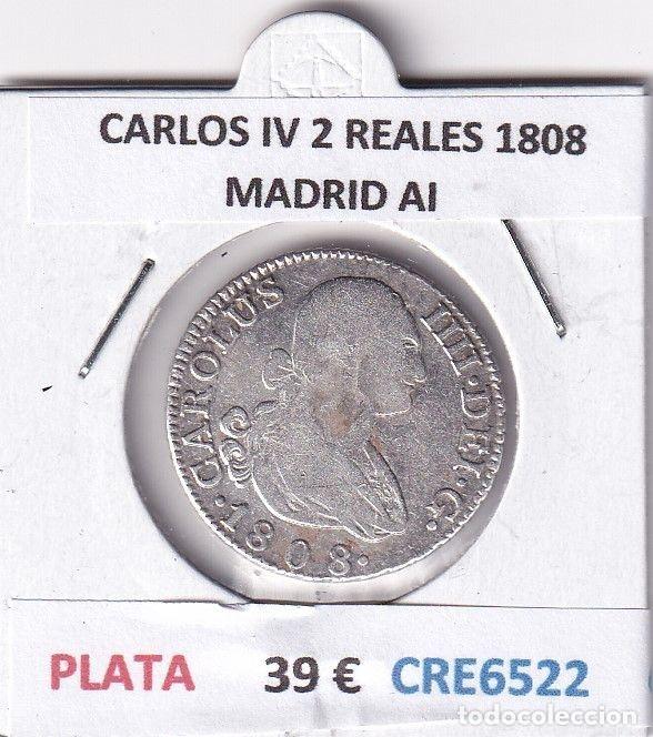 Monedas de Espa&ntilde;a: CRE6522 MONEDA ESPA&Ntilde;A CARLOS IV 2 REALES 1808 MADRID AI PLATA