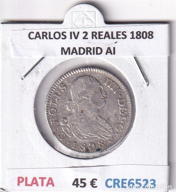 Monedas de Espa&ntilde;a: CRE6523 MONEDA ESPA&Ntilde;A CARLOS IV 2 REALES 1808 MADRID AI PLATA