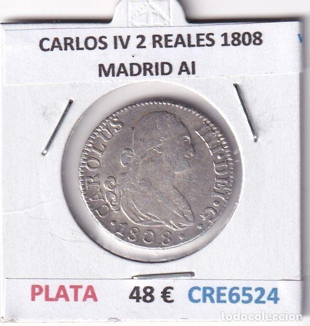 Monedas de Espa&ntilde;a: CRE6524 MONEDA ESPA&Ntilde;A CARLOS IV 2 REALES 1808 MADRID AI PLATA