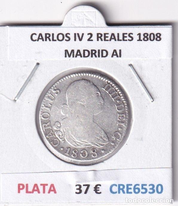 Monedas de Espa&ntilde;a: CRE6530 MONEDA ESPA&Ntilde;A CARLOS IV 2 REALES 1808 MADRID AI PLATA