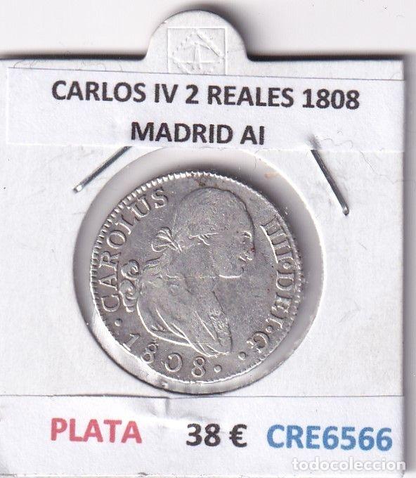 Monedas de Espa&ntilde;a: CRE6566 MONEDA ESPA&Ntilde;A CARLOS IV 2 REALES 1808 MADRID AI PLATA