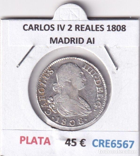 Monedas de Espa&ntilde;a: CRE6567 MONEDA ESPA&Ntilde;A CARLOS IV 2 REALES 1808 MADRID AI PLATA