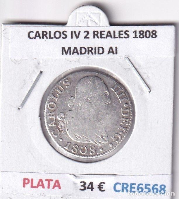 Monedas de Espa&ntilde;a: CRE6568 MONEDA ESPA&Ntilde;A CARLOS IV 2 REALES 1808 MADRID AI PLATA
