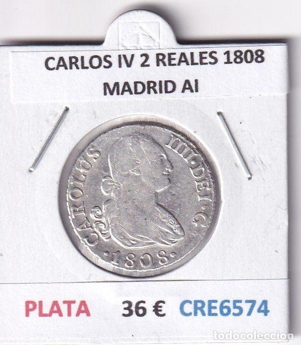 Monedas de Espa&ntilde;a: CRE6574 MONEDA ESPA&Ntilde;A CARLOS IV 2 REALES 1808 MADRID AI PLATA