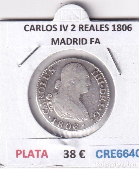 Monnaies d'Espagne: CRE6640 MONEDA ESPA&Ntilde;A CARLOS IV 2 REALES 1806 MADRID FA PLATA