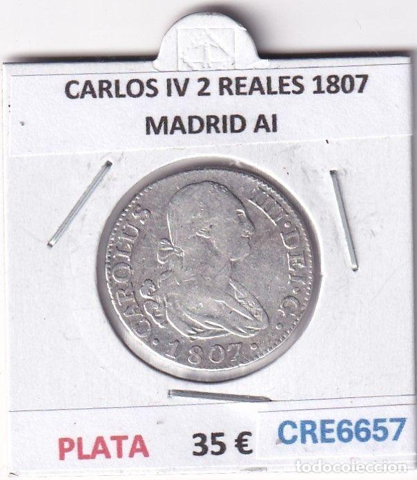 Monnaies d'Espagne: CRE6657 MONEDA ESPA&Ntilde;A CARLOS IV 2 REALES 1807 MADRID AI PLATA