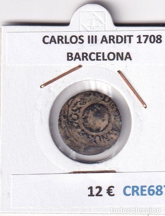 Monedas de Espa&ntilde;a: CRE6873 MONEDA ESPA&Ntilde;A CARLOS III ARDIT 1708 BARCELONA