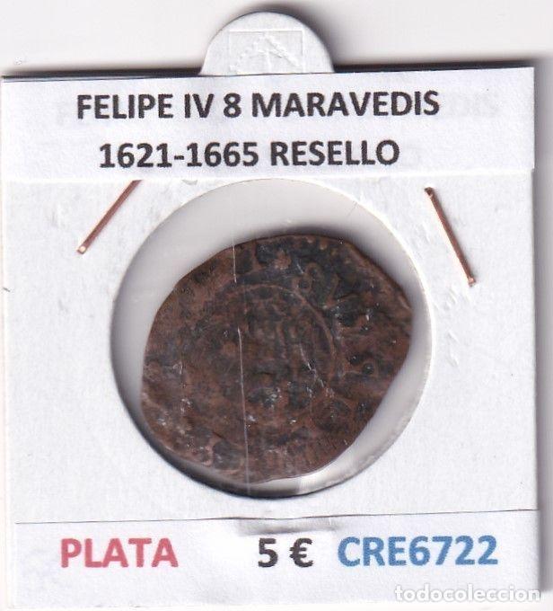Coins of Spain: CRE6722 MONEDA ESPA&Ntilde;A FELIPE IV 8 MARAVEDIS 1621-1665 RESELLO