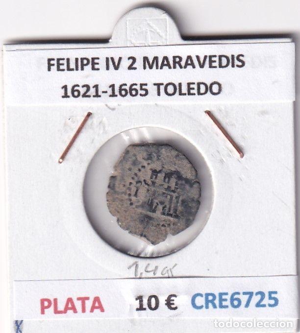 Coins of Spain: CRE6725 MONEDA ESPA&Ntilde;A FELIPE IV 2 MARAVEDIS 1621-1665 TOLEDO