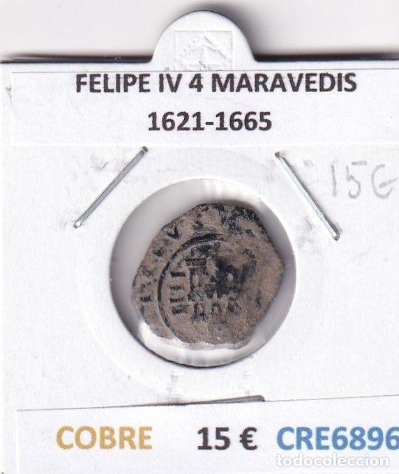 Coins of Spain: CRE6896 MONEDA ESPA&Ntilde;A FELIPE IV 4 MARAVEDIS 1621-1665