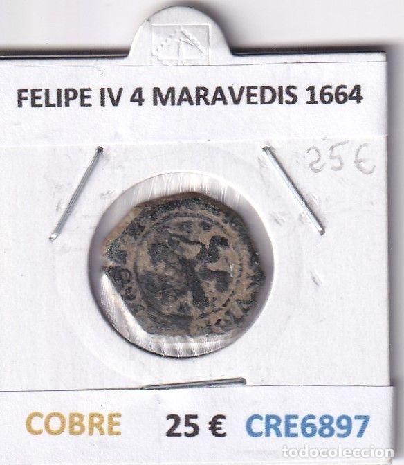 Coins of Spain: CRE6897 MONEDA ESPA&Ntilde;A FELIPE IV 4 MARAVEDIS 1664