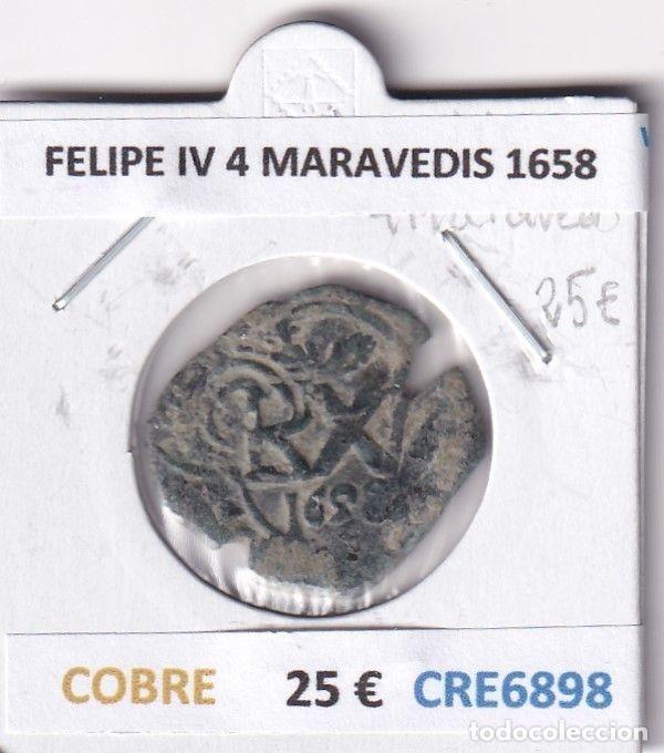 Coins of Spain: CRE6898 MONEDA ESPA&Ntilde;A FELIPE IV 4 MARAVEDIS 1658
