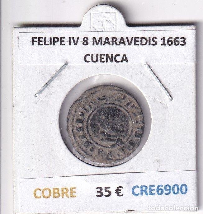 Coins of Spain: CRE6900 MONEDA ESPA&Ntilde;A FELIPE IV 8 MARAVEDIS 1663 CUENCA