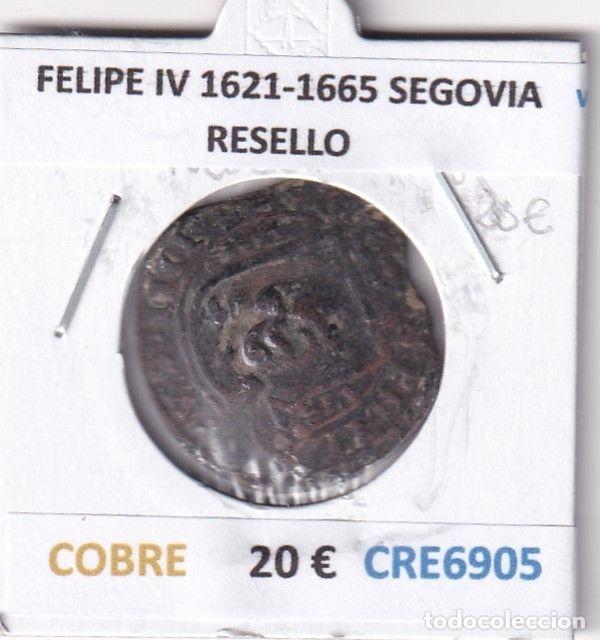Coins of Spain: CRE6905 MONEDA ESPA&Ntilde;A FELIPE IV 1621-1665 SEGOVIA RESELLO