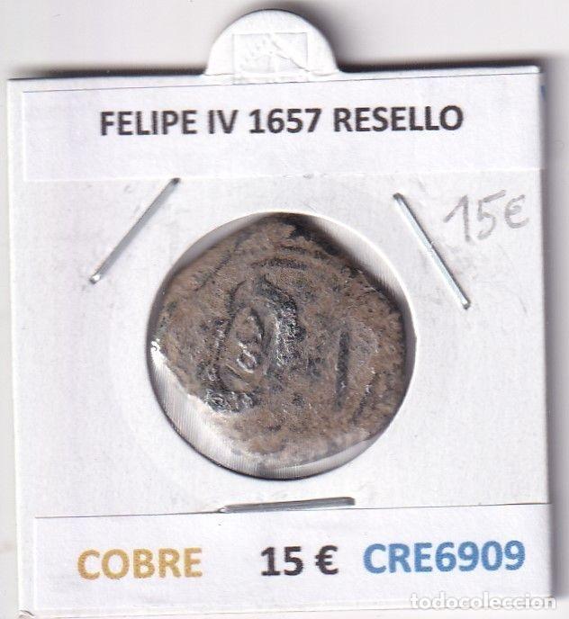 Coins of Spain: CRE6909 MONEDA ESPA&Ntilde;A FELIPE IV 1657 RESELLO