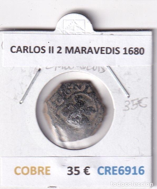 Coins of Spain: CRE6916 MONEDA ESPA&Ntilde;A CARLOS II 2 MARAVEDIS 1680