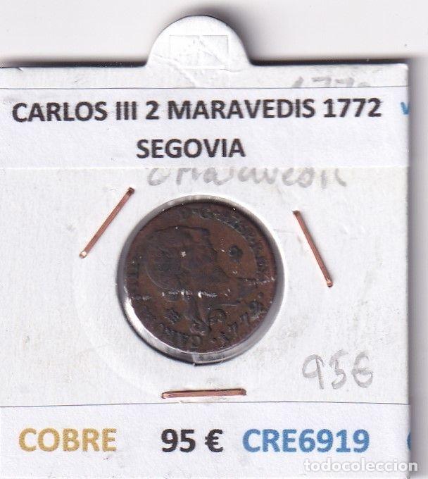 Coins of Spain: CRE6919 MONEDA ESPA&Ntilde;A CARLOS III 2 MARAVEDIS 1772 SEGOVIA