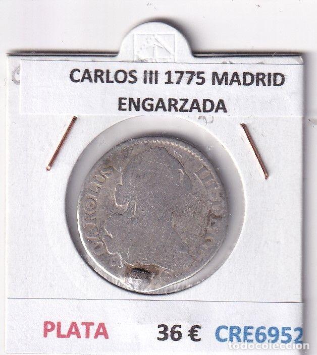 Monedas de Espa&ntilde;a: CRE6952 MONEDA ESPA&Ntilde;A CARLOS III 1775 MADRID PLATA ENGARZADA